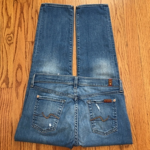 7 For All Mankind Mid Rise Josefina Skinny Boyfriend Denim blue jeans - Picture 14 of 16